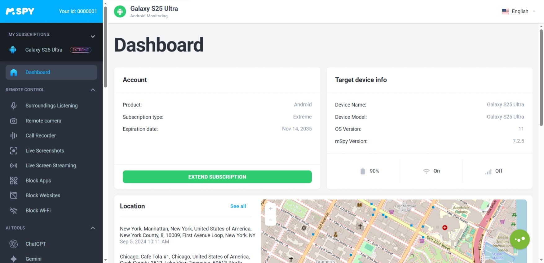 Spy on Galaxy S25 with own phone