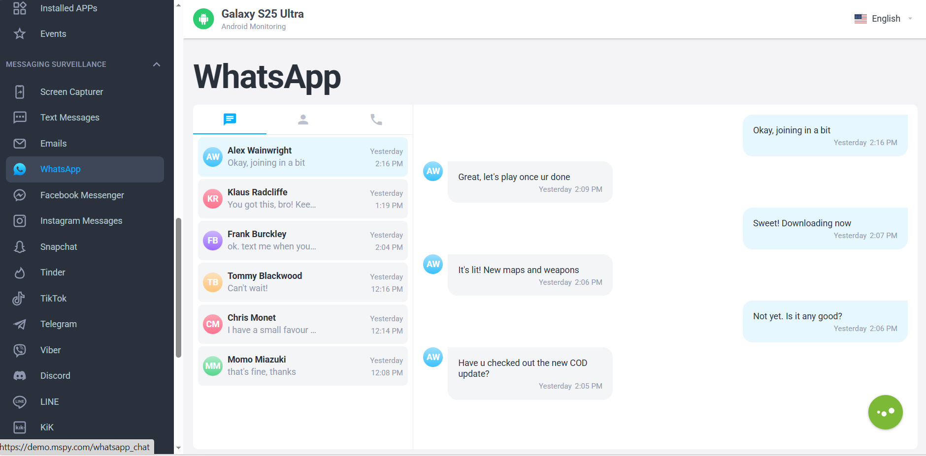 mSpy - WhatsApp monitoring app for smartphones