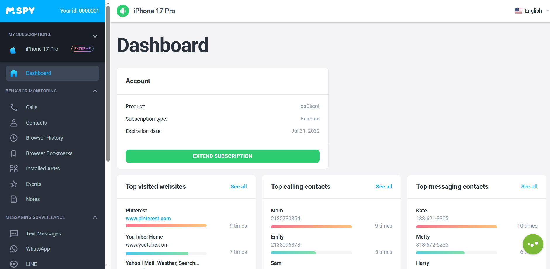 Monitoring App for iPhone