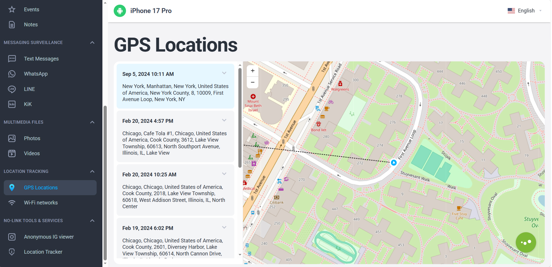 Track iPhone 17 location by using mSpy